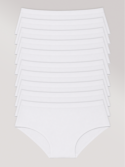 Kit com 10 Calcinhas Caleçon Sem Costura Segunda Pele Branco - R$29,99 Cada