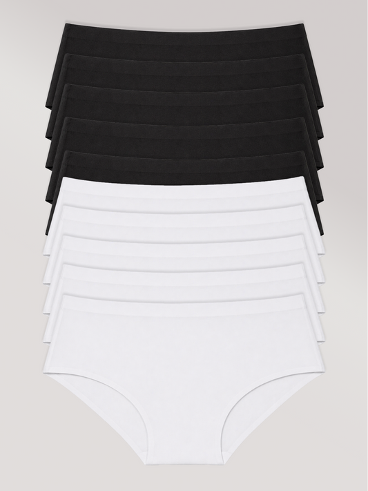 Kit com 10 Calcinhas Caleçon Sem Costura Segunda Pele (5 Preto e 5 Branco) - R$29,99 Cada