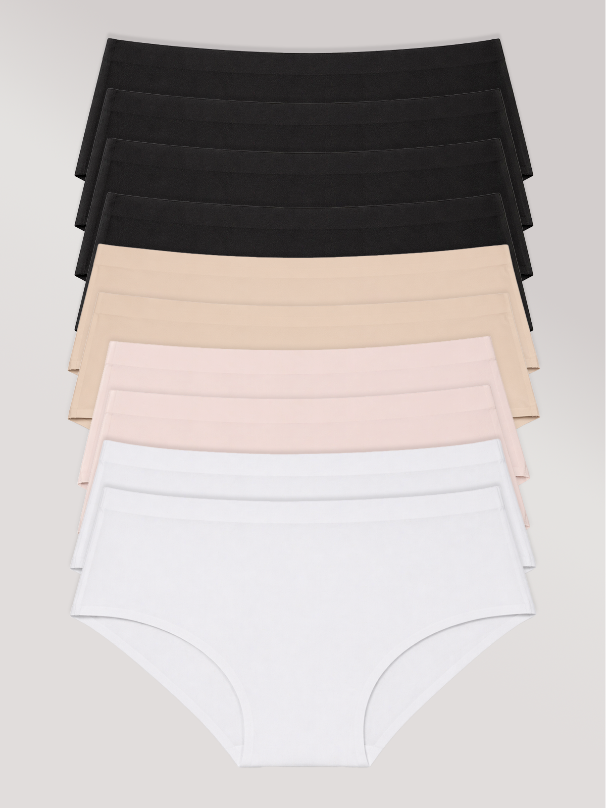 Kit com 10 Calcinhas Caleçon Sem Costura Segunda Pele (4 Preto, 2 Bege, 2 Rose e 2 Branco) - R$29,99 Cada