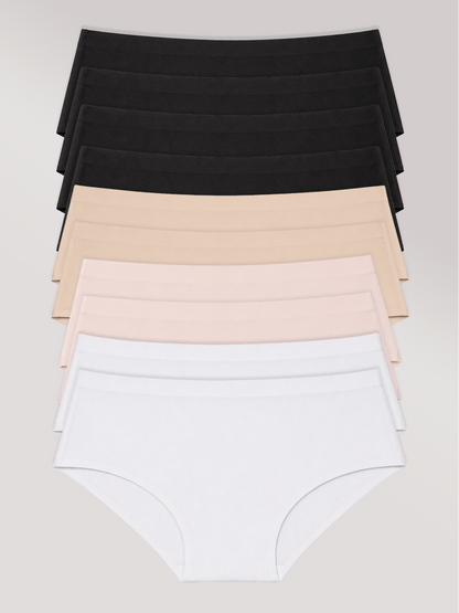 Kit com 10 Calcinhas Caleçon Sem Costura Segunda Pele (4 Preto, 2 Bege, 2 Rose e 2 Branco) - R$29,99 Cada