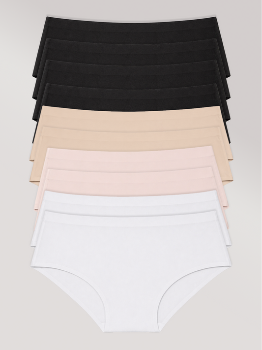 Kit com 10 Calcinhas Caleçon Sem Costura Segunda Pele (4 Preto, 2 Bege, 2 Rose e 2 Branco) - R$20,90 Cada