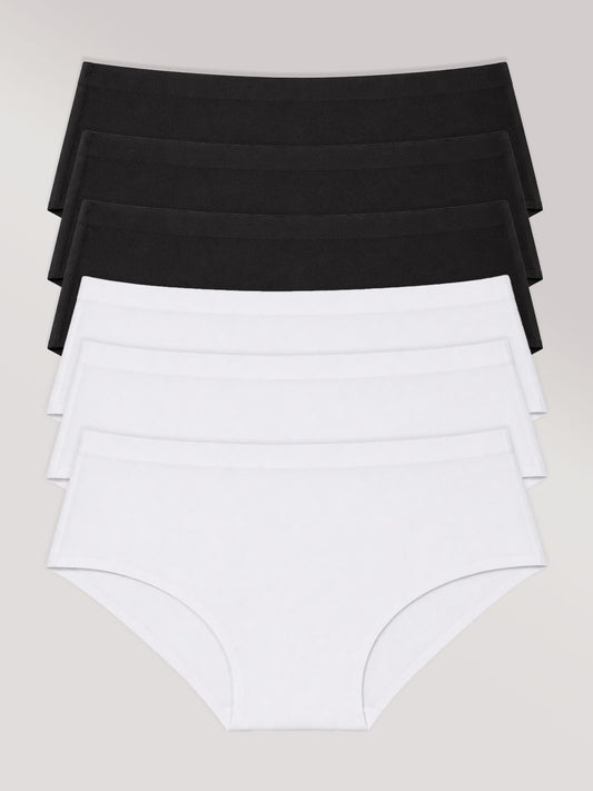 Kit com 6 Calcinhas Caleçon Sem Costura Segunda Pele (3 Preto e 3 Branco) - R$35,98 Cada