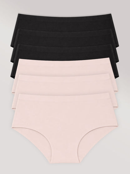 Kit com 6 Calcinhas Caleçon Sem Costura Segunda Pele (3 Preto e 3 Rose) - R$35,98 Cada