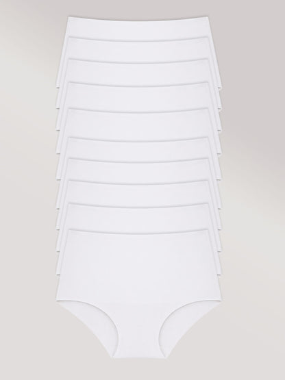 Kit com 10 Calcinhas Caleçon Modeladora Sem Costura Segunda Pele Branco- R$38,99 cada