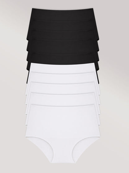 Kit com 10 Calcinhas Caleçon Modeladora Sem Costura Segunda Pele (5 Preto e 5 Branco) - R$38,99 cada