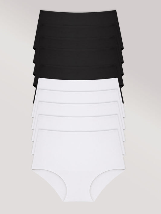 Kit com 10 Calcinhas Caleçon Modeladora Sem Costura Segunda Pele (5 Preto e 5 Branco) - R$38,99 cada