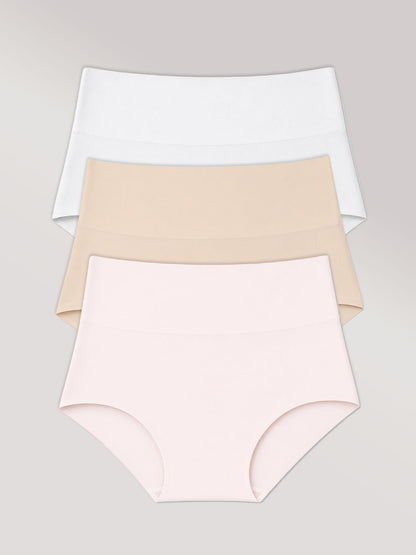 Kit com 3 Calcinhas Caleçon Redutora Sem Costura Segunda Pele (1 Branco, 1 Bege e 1 Rose) - R$55,96 cada