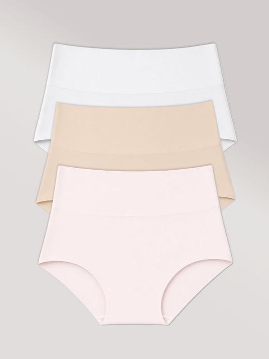 Kit com 3 Calcinhas Caleçon Redutora Sem Costura Segunda Pele (1 Branco, 1 Bege e 1 Rose) - R$55,96 cada