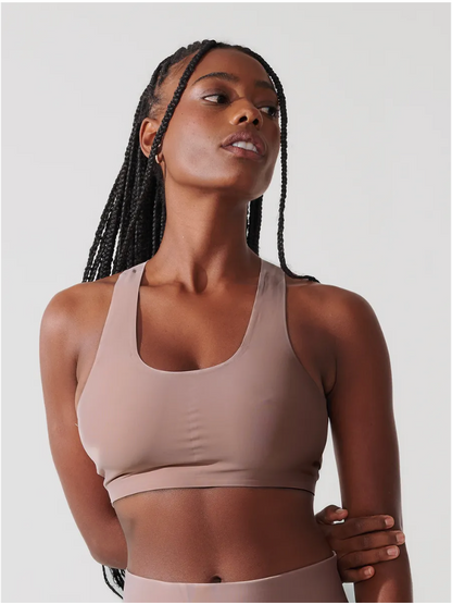 Sutiã Nadador Invisível com Bojo Removível Sem Costura Marrom Cacau