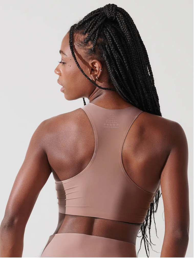 Sutiã Nadador Invisível com Bojo Removível Sem Costura Marrom Cacau