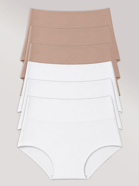 Kit com 6 Calcinhas Caleçon Redutora Sem Costura Segunda Pele (3 Marrom Cacau e 3 Branco) - R$47,98 cada