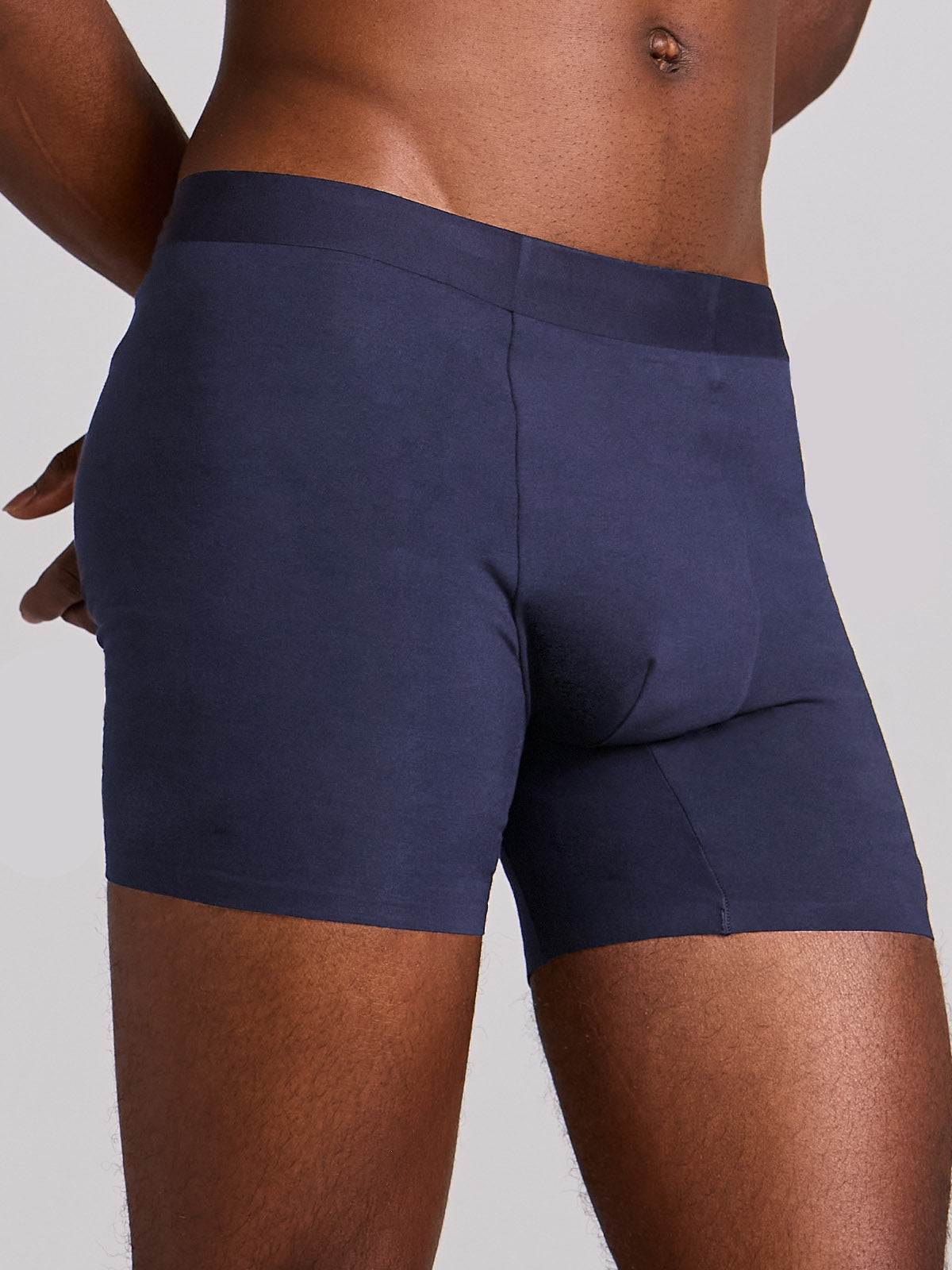 Kit com 6 Cuecas Boxer Algodão Premium Sem Costura Azul Marinho