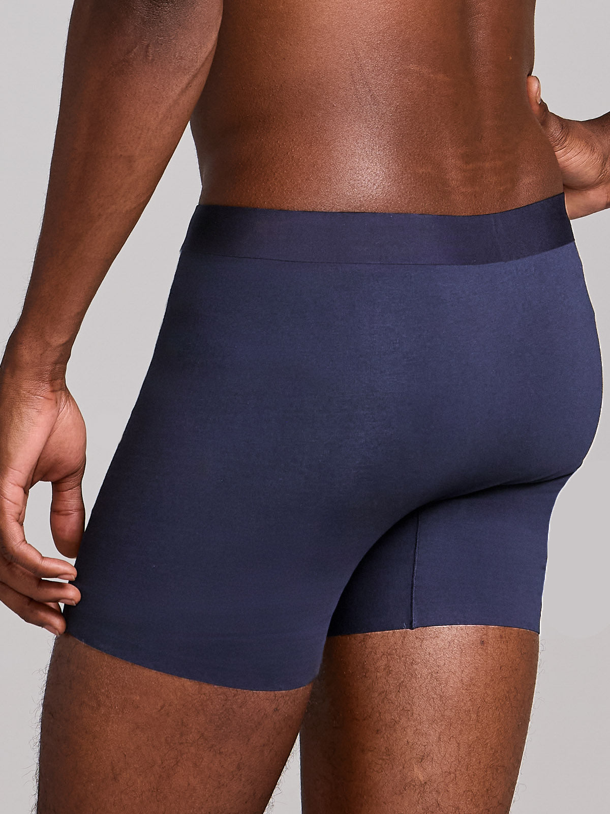Kit com 3 Cuecas Boxer Algodão Premium Sem Costura (1 Preto, 1 Azul Marinho e 1 Cinza Mescla)