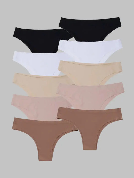 Kit com 10 Calcinhas Biquíni Sem Costura Segunda Pele (2 Preto, 2 Branco, 2 Bege, 2 Rose e 2 Marrom Cacau) - R$20,99 cada