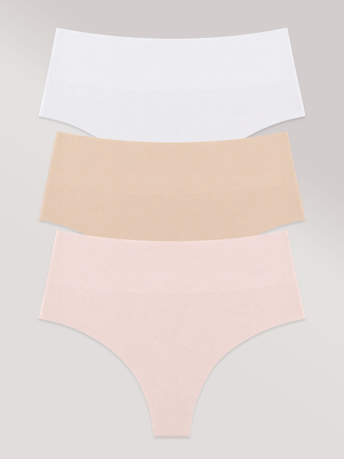 Kit com 3 Calcinhas Fio Dental Redutora Sem Costura Segunda Pele (Branco, Bege e Rose) - R$41,96 cada