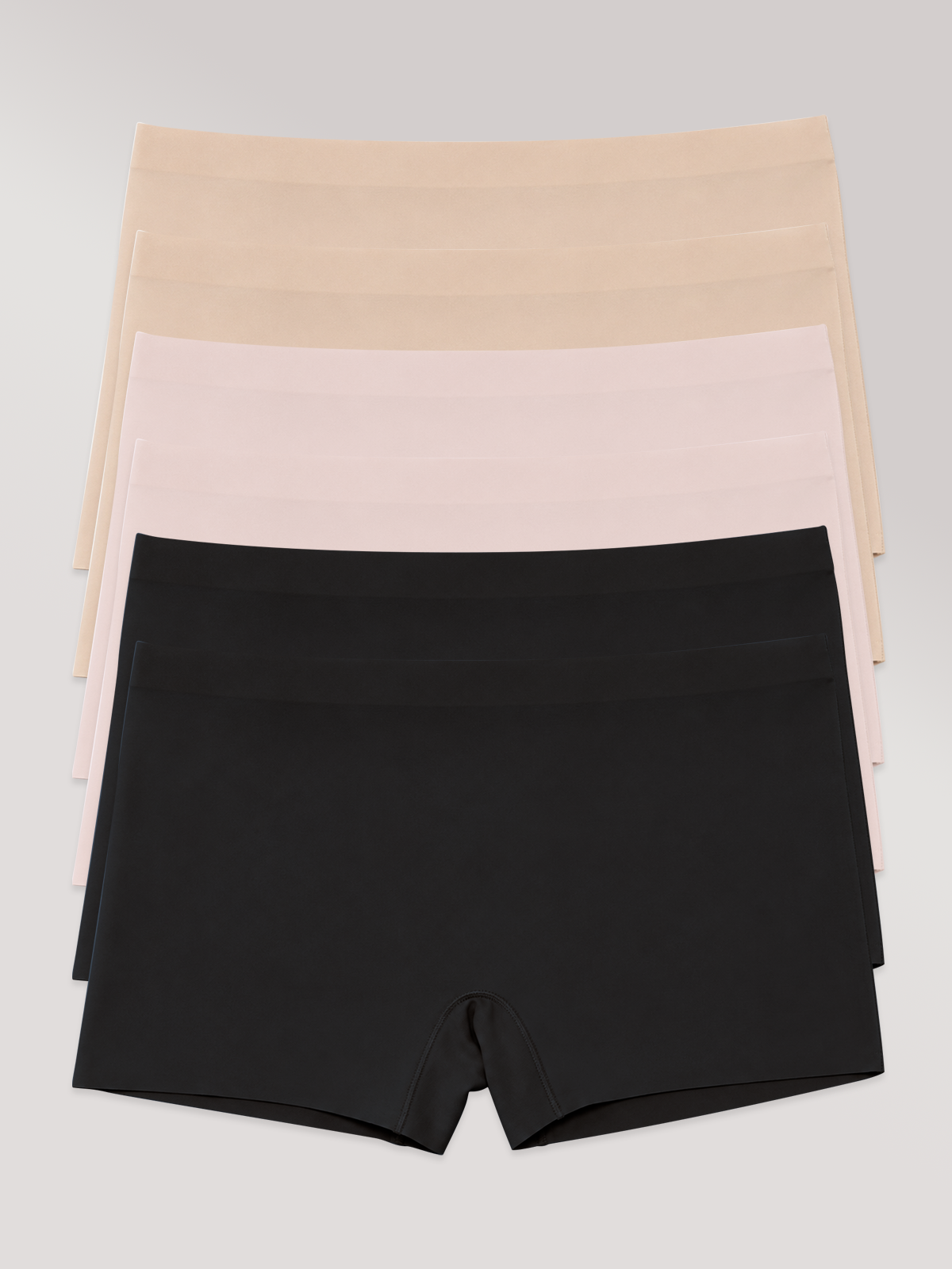 Kit com 6 Calcinhas Boxer Boyshort Sem Costura Segunda Pele (2 Preto, 2 Bege e 2 Rose) - R$47,98 cada
