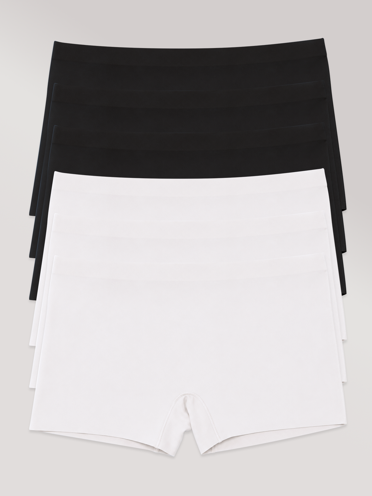 Kit com 6 Calcinhas Boxer Boyshort Sem Costura Premium (3 Preto e 3 Branco)