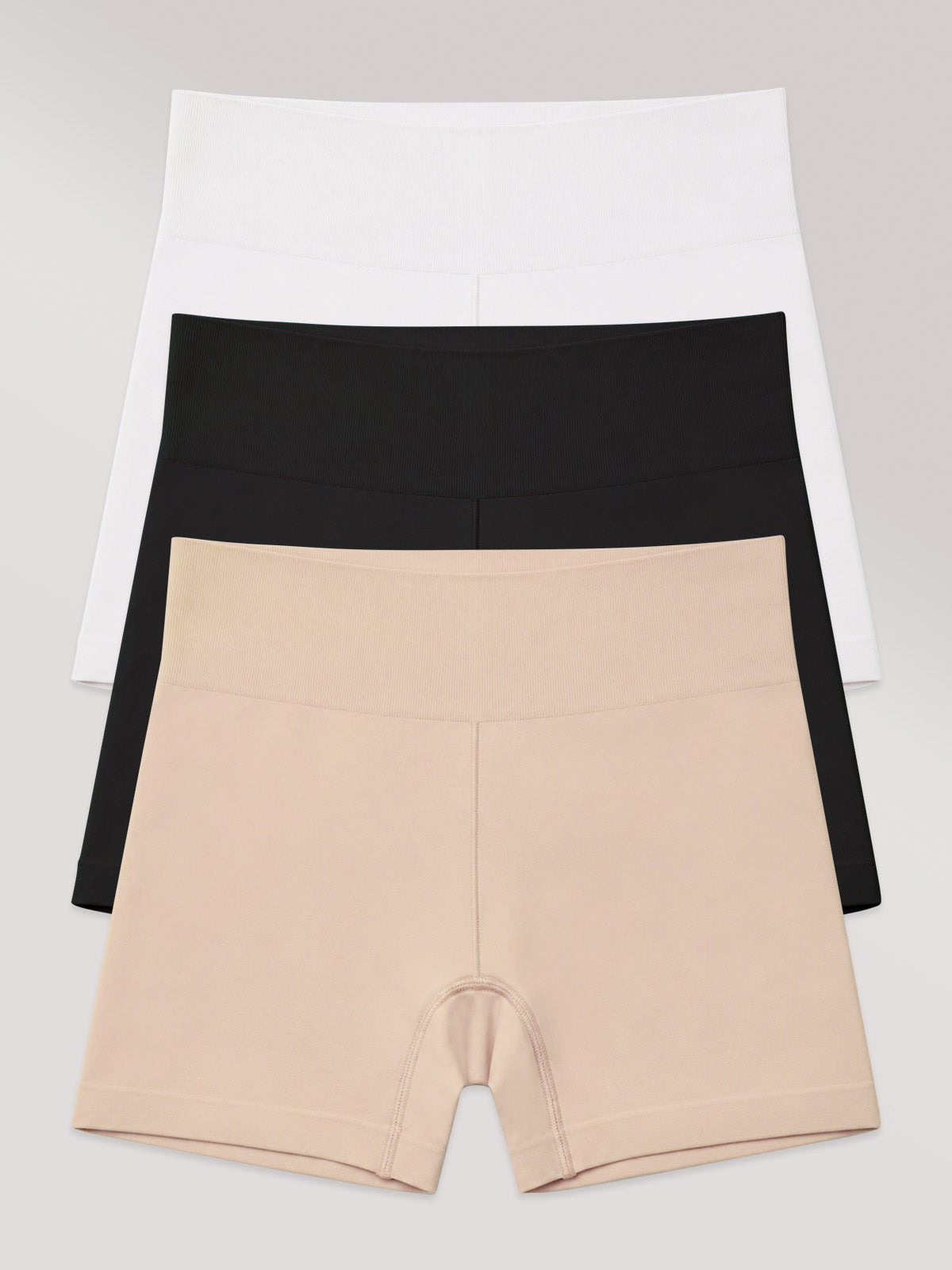 Kit com 3 Calcinhas Boxer Modeladora Sem Costura Premium (1 Branco, 1 Preto e 1 Bege)