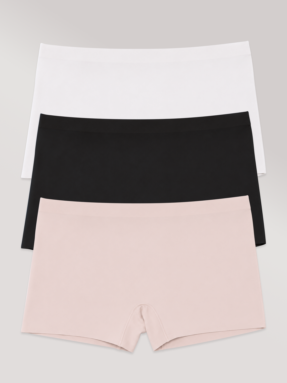 Kit com 3 Calcinhas Boxer Boyshort Sem Costura Premium (1 Branco, 1 Preto e 1 Rose)