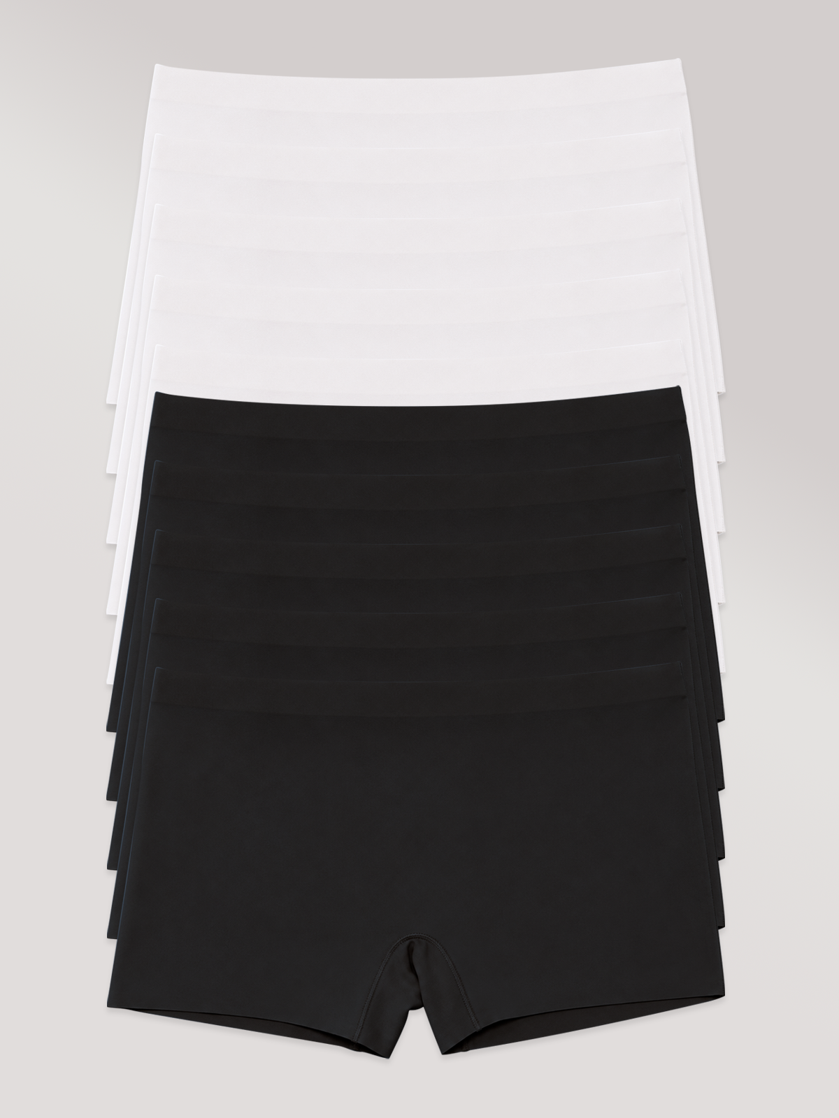Kit com 10 Calcinhas Boxer Boyshort Sem Costura Premium (5 Branco e 5 Preto)