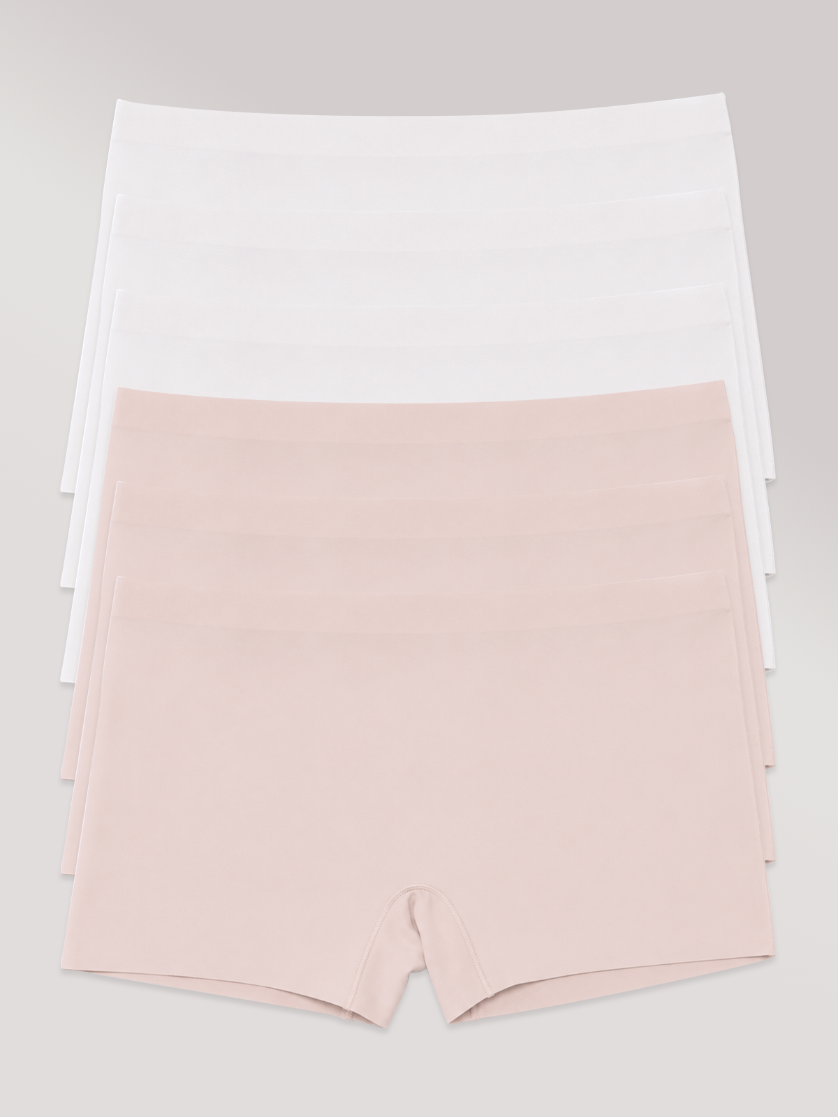 Kit com 6 Calcinhas Boxer Boyshort Sem Costura Premium (3 Branco e 3 Rose)
