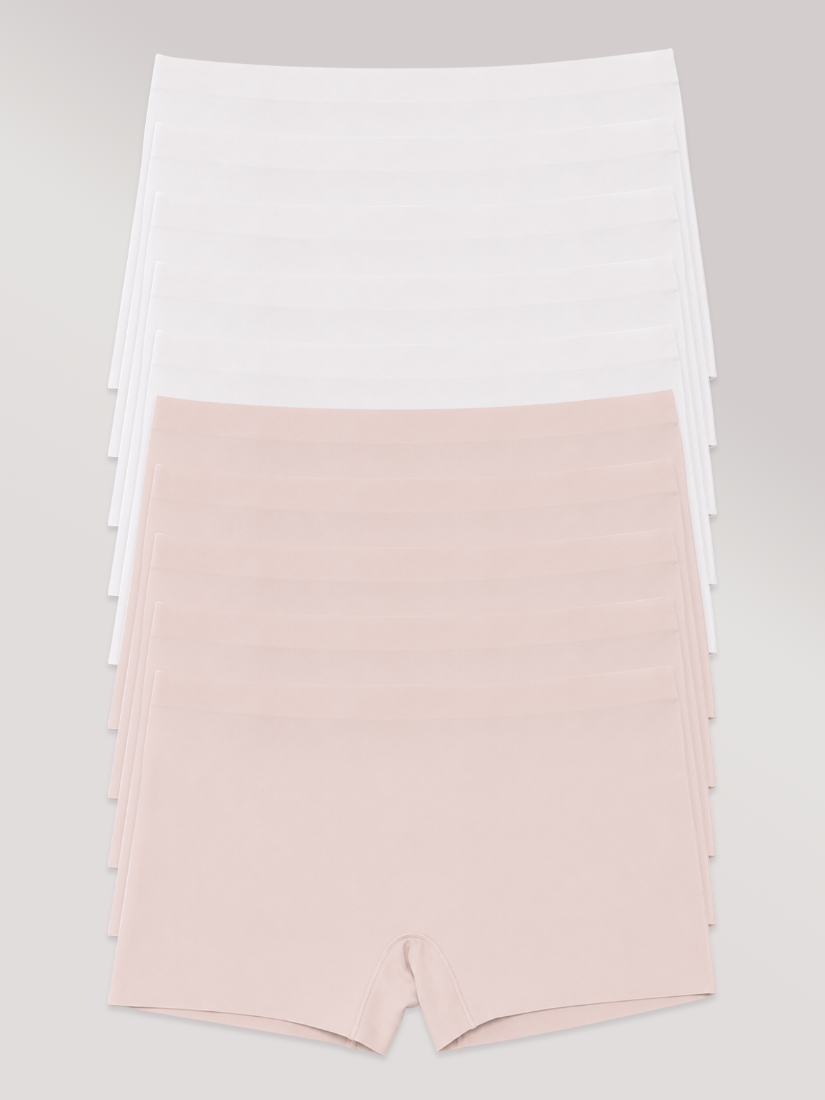 Kit com 10 Calcinhas Boxer Boyshort Sem Costura Premium (5 Branco e 5 Rose)