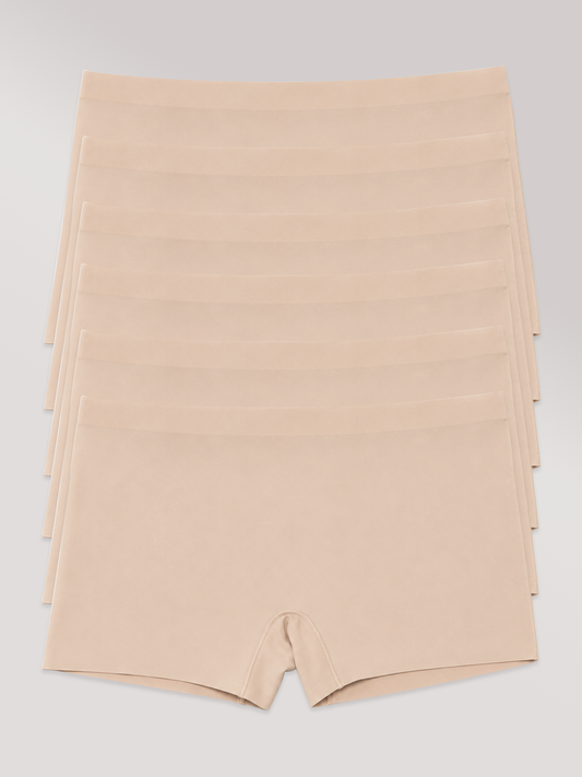 Kit com 6 Calcinhas Boxer Boyshort Sem Costura Segunda Pele Bege - R$47,98 cada