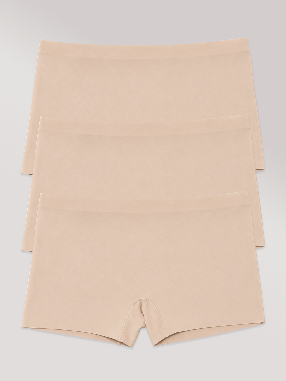 Kit com 3 Calcinhas Boxer Boyshort Sem Costura Segunda Pele Bege - R$53,63 cada