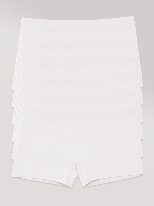 Kit com 6 Calcinhas Boxer Boyshort Sem Costura Premium Branco - R$68,32 cada