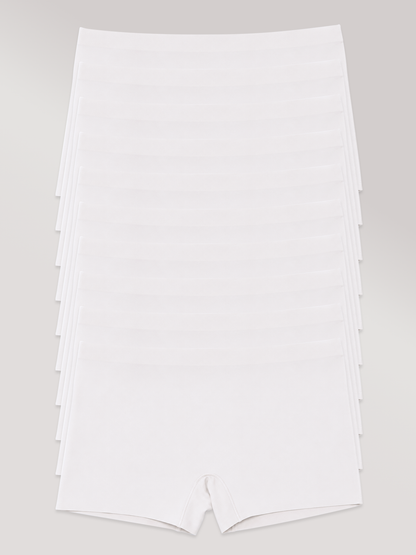 Kit com 10 Calcinhas Boxer Boyshort Sem Costura Premium Branco - R$53,94 cada