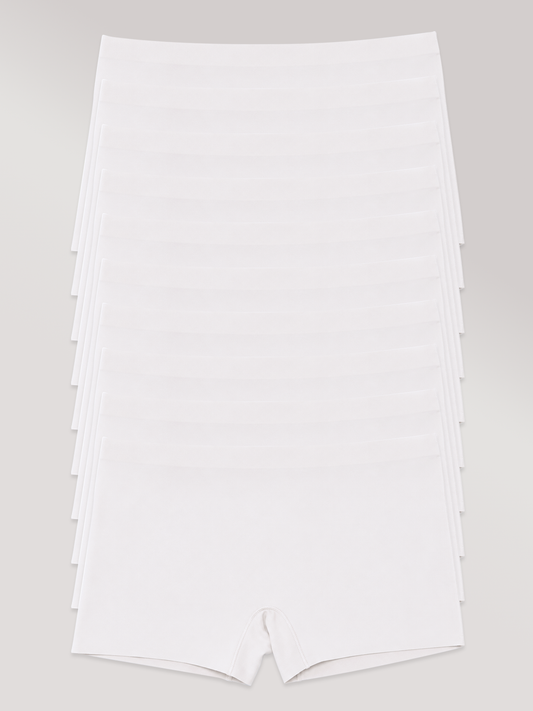 Kit com 10 Calcinhas Boxer Boyshort Sem Costura Premium Branco - R$53,94 cada