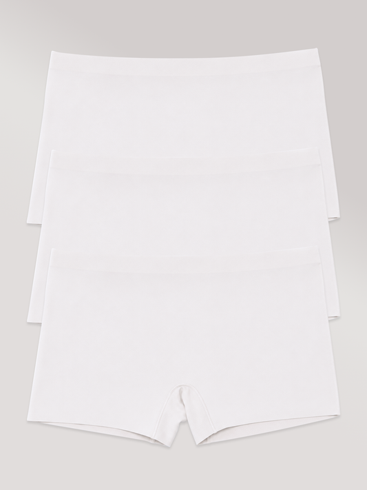 Kit com 3 Calcinhas Boxer Boyshort Sem Costura Premium Branco - R$76,42 cada
