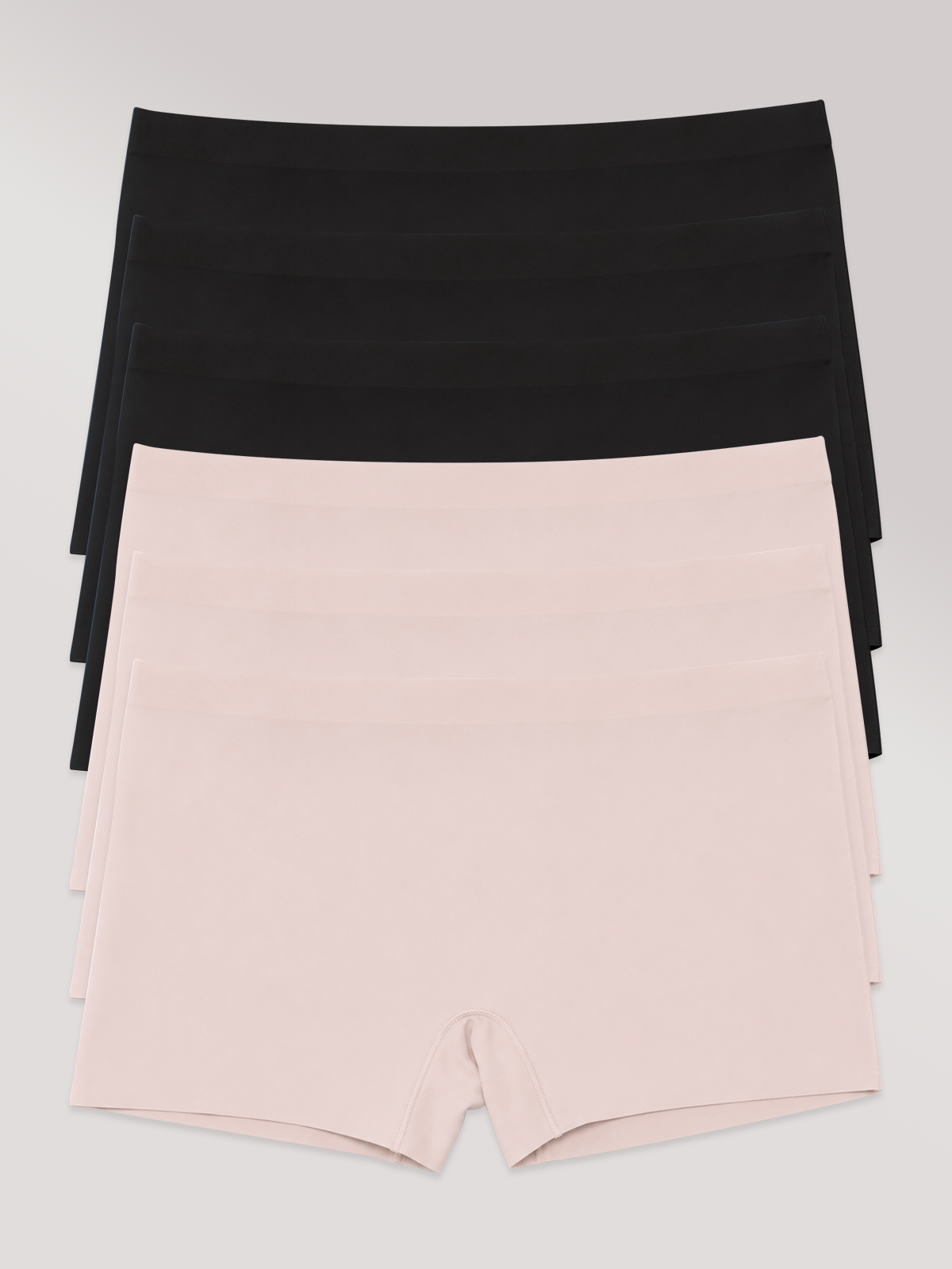 Kit com 6 Calcinhas Boxer Boyshort Sem Costura Premium (3 Preto e 3 Rose)