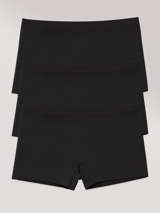 Kit com 3 Calcinhas Boxer Boyshort Sem Costura Segunda Pele Preto - R$53,63 cada