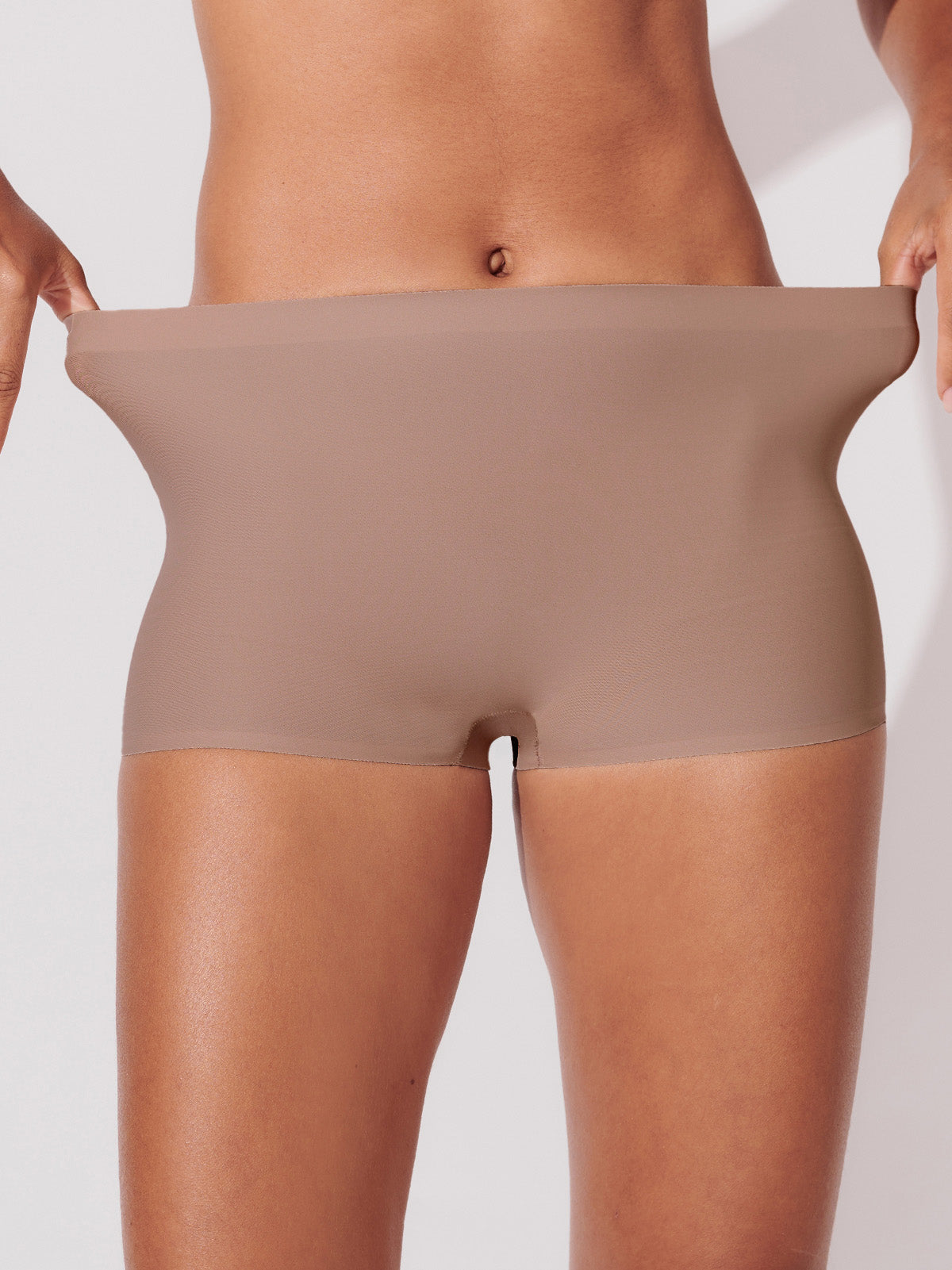 Calcinha Boxer Boyshort Sem Costura Segunda Pele Marrom Cacau