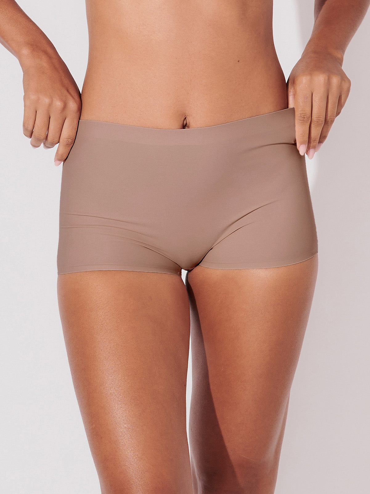 Calcinha Boxer Boyshort Sem Costura Segunda Pele Marrom Cacau