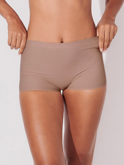Calcinha Boxer Boyshort Sem Costura Segunda Pele Marrom Cacau