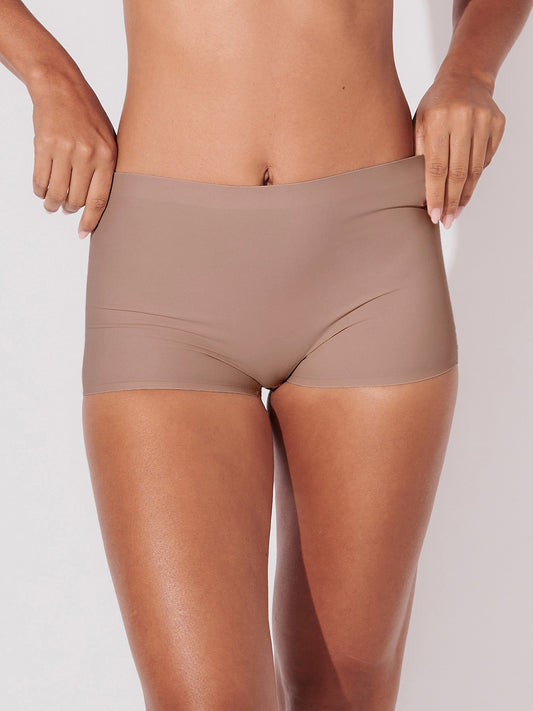 Calcinha Boxer Boyshort Sem Costura Segunda Pele Marrom Cacau