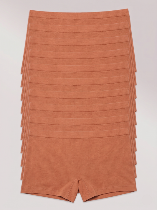 Kit com 10 Calcinhas Boxer Boyshort Sem Costura Segunda Pele Marrom Terracota - R$41,99 cada