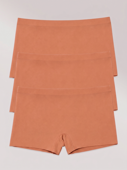 Kit com 3 Calcinhas Boxer Boyshort Sem Costura Segunda Pele Marrom Terracota - R$53,63 cada