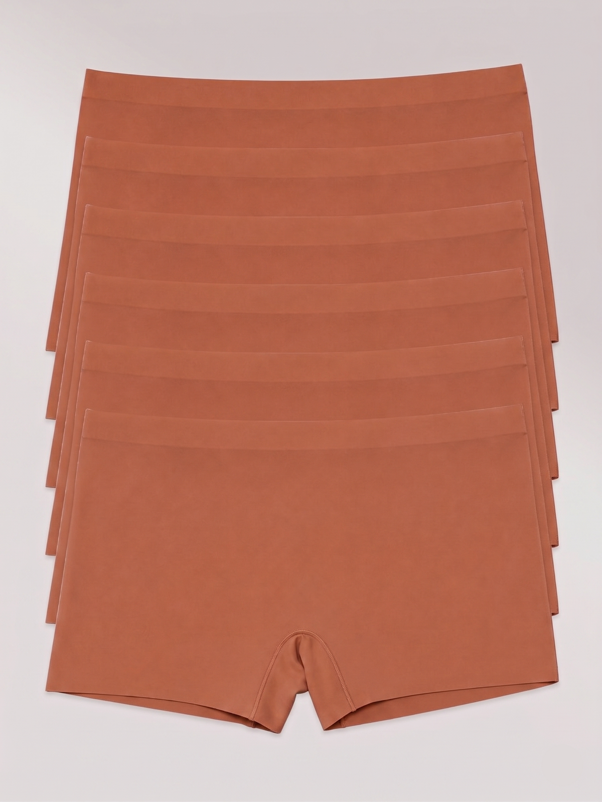Kit com 6 Calcinhas Boxer Boyshort Sem Costura Segunda Pele Marrom Terracota - R$47,98 cada