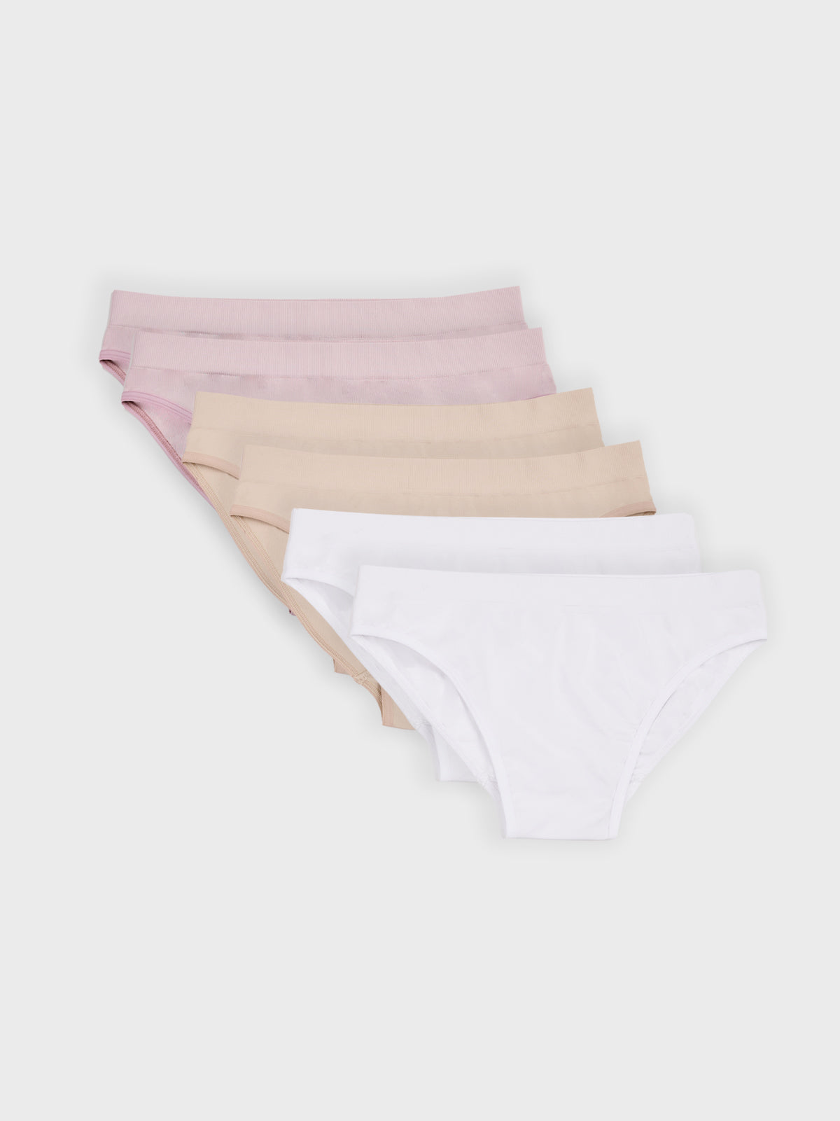 Kit com 6 Calcinhas Caleçon Sem Costura Premium (2 Bege, 2 Rose e 2 Branco)