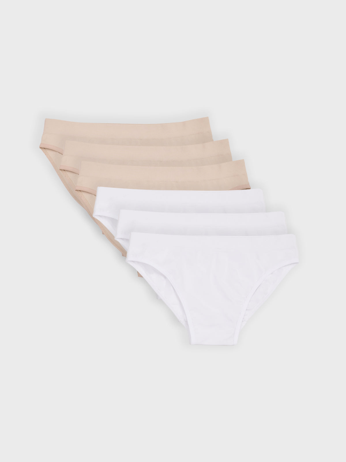 Kit com 6 Calcinhas Caleçon Sem Costura Premium (3 Branco e 3 Bege)