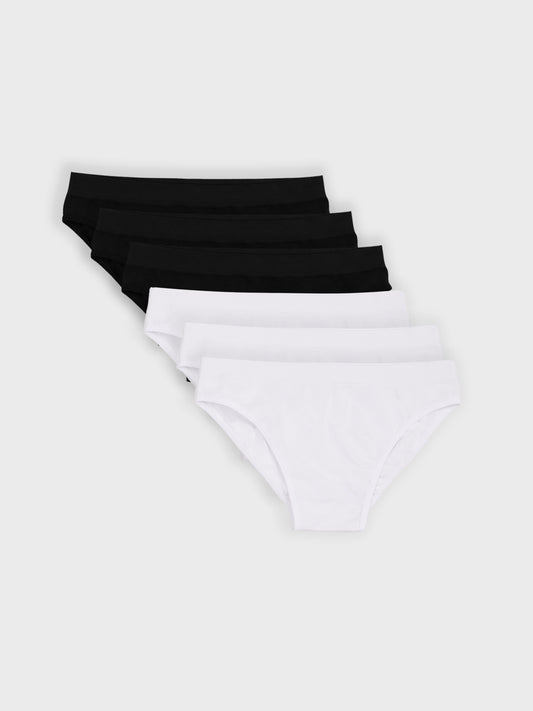 Kit com 6 Calcinhas Caleçon Sem Costura Premium (3 Preto e 3 Branco)