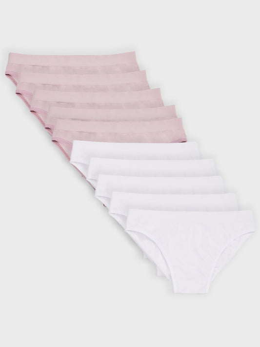 Kit com 10 Calcinhas Caleçon Sem Costura Premium (5 Branco e 5 Rose)