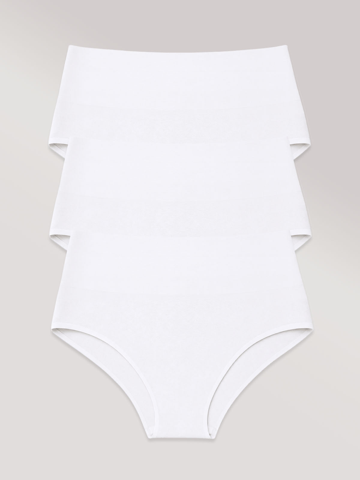 Kit com 3 Calcinhas Biquini Cintura Alta Sem Costura Segunda Pele Branco - R$44,96 cada