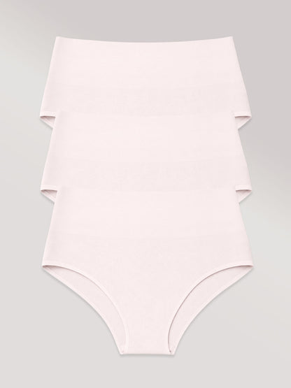 Kit com 3 Calcinhas Biquíni Cintura Alta Sem Costura Segunda Pele Rose - R$44,96 cada