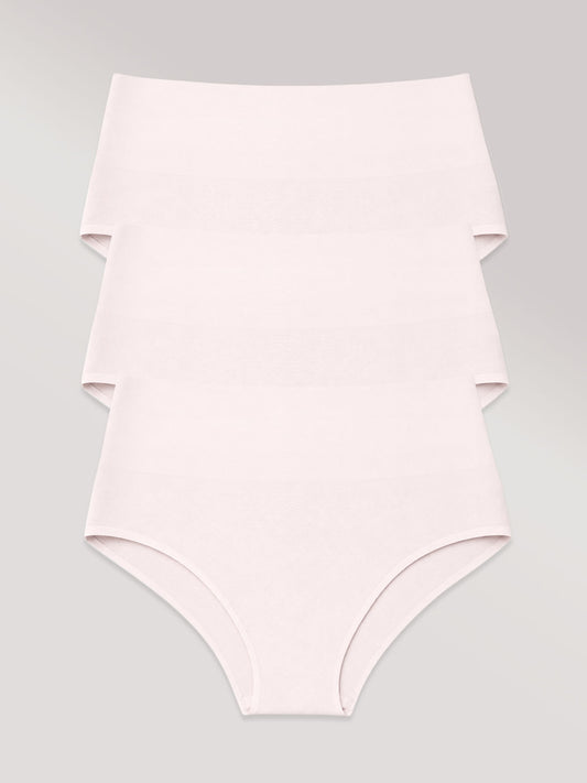 Kit com 3 Calcinhas Biquíni Cintura Alta Sem Costura Segunda Pele Rose - R$44,96 cada