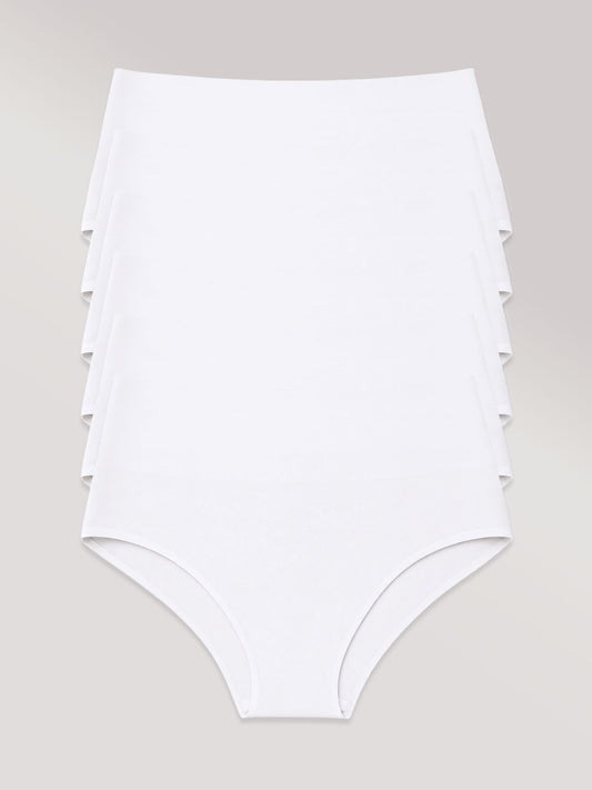 Kit com 6 Calcinhas Biquíni Cintura Alta Sem Costura Segunda Pele Branco - R$39,98 cada