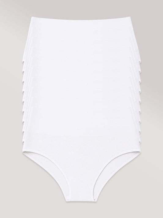 Kit com 10 Calcinhas Biquini Cintura Alta Sem Costura Segunda Pele Branco - R$34,99 cada